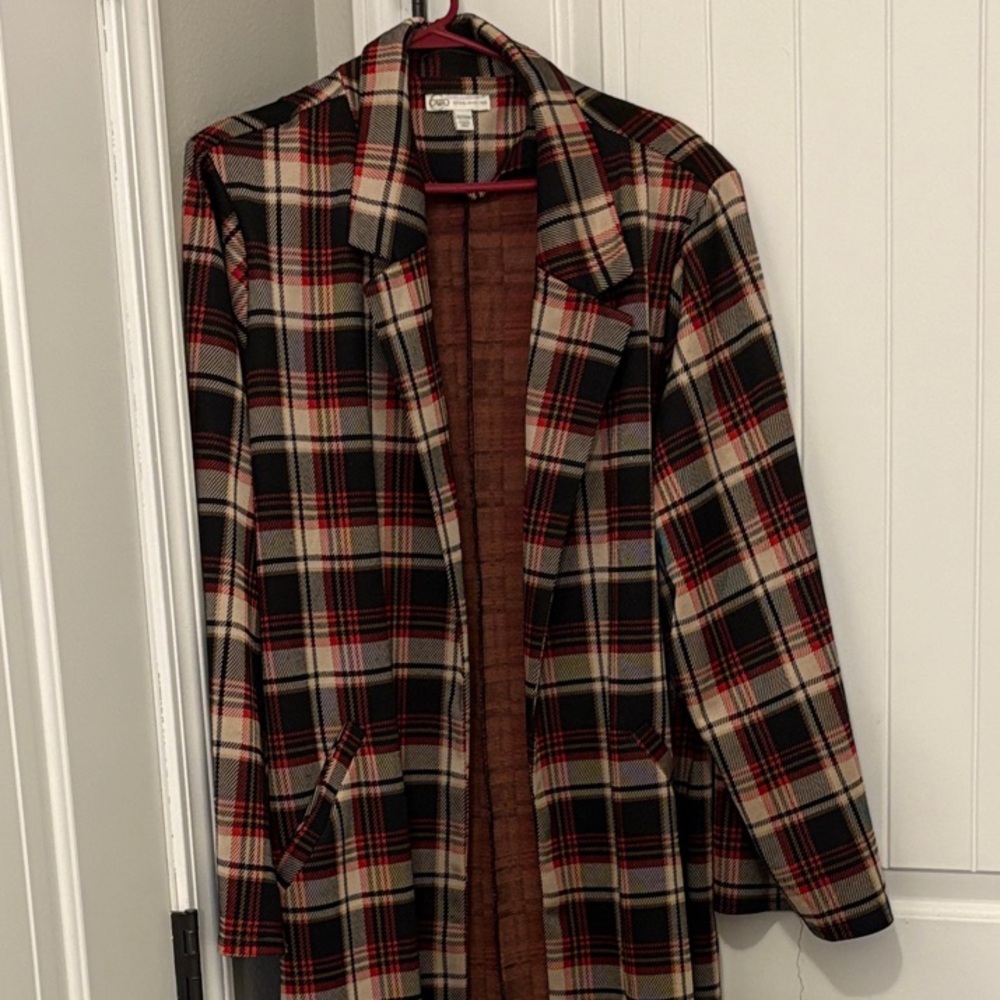 Cato Red and Black Plaid Trench Coat